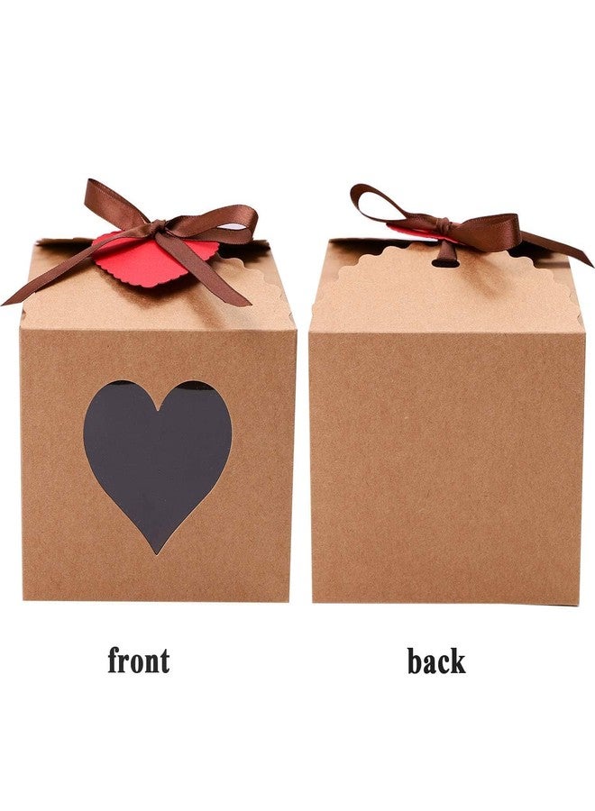Cooraby 20 Pieces Valentine's Heart Gift Boxes with Display Window 5.1 x 5.1 x 4 Inch Kraft Paper Gift Bags Gift Packaging Boxes with Tags and Ribbons for Valentine's Day Christmas Party Decorations - Image 5